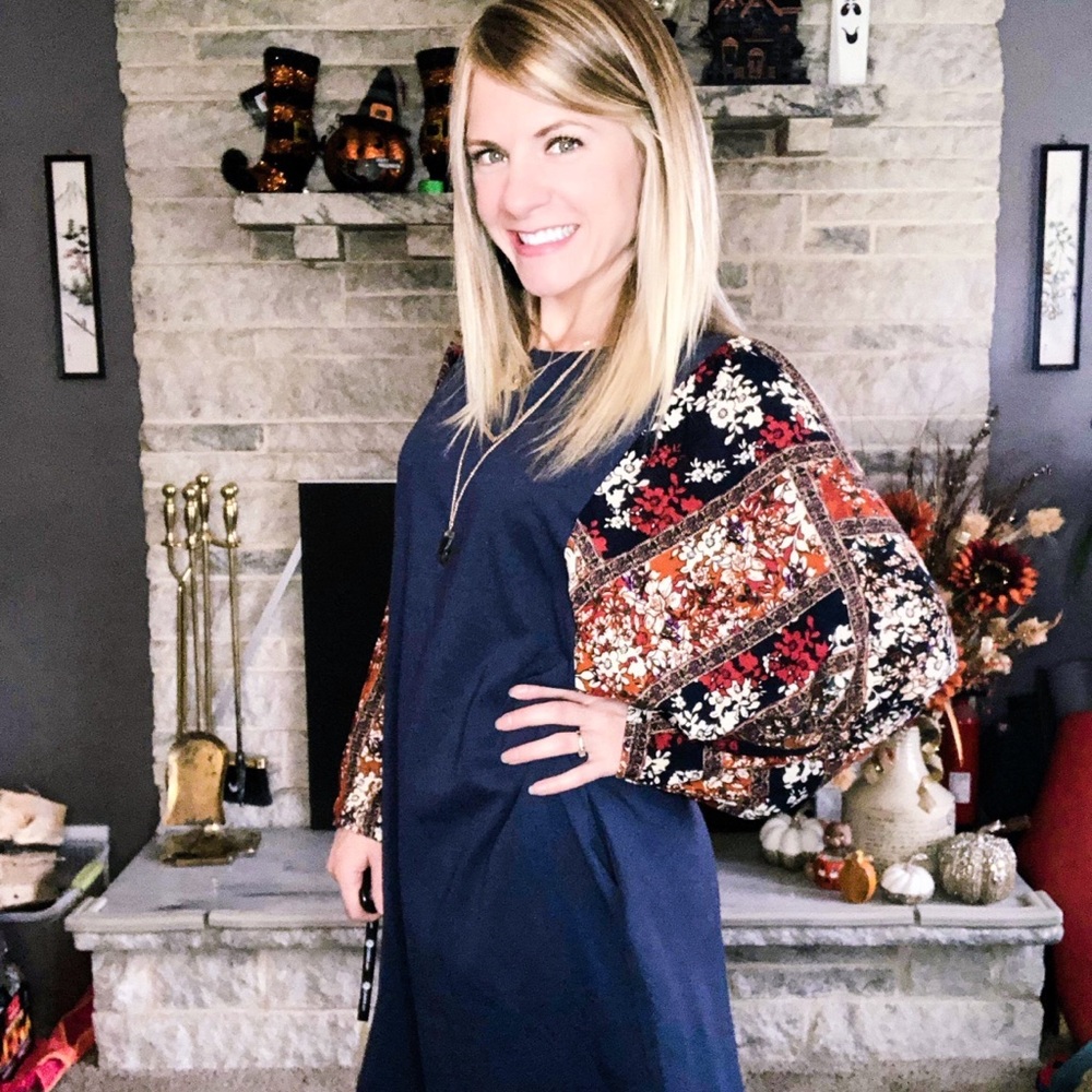 NWT Dolman Sleeve Pullover Dress Blue with Pockets